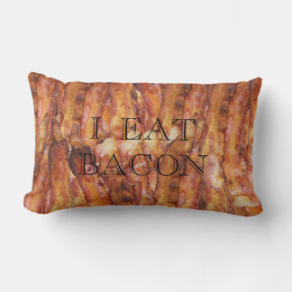 I Eat Bacon Text with Background Lumbar Cushion