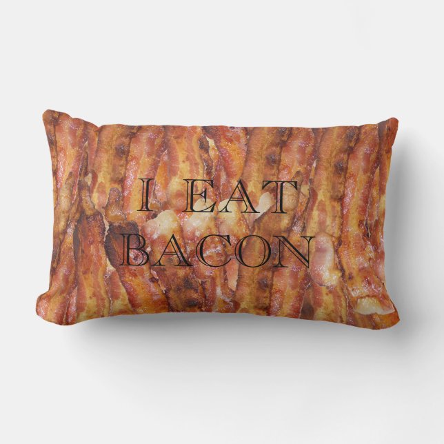 I Eat Bacon Text with Background Lumbar Cushion (Front)