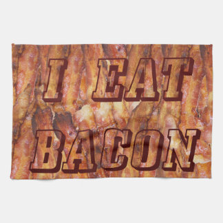 I Eat Bacon Text with Background Tea Towel