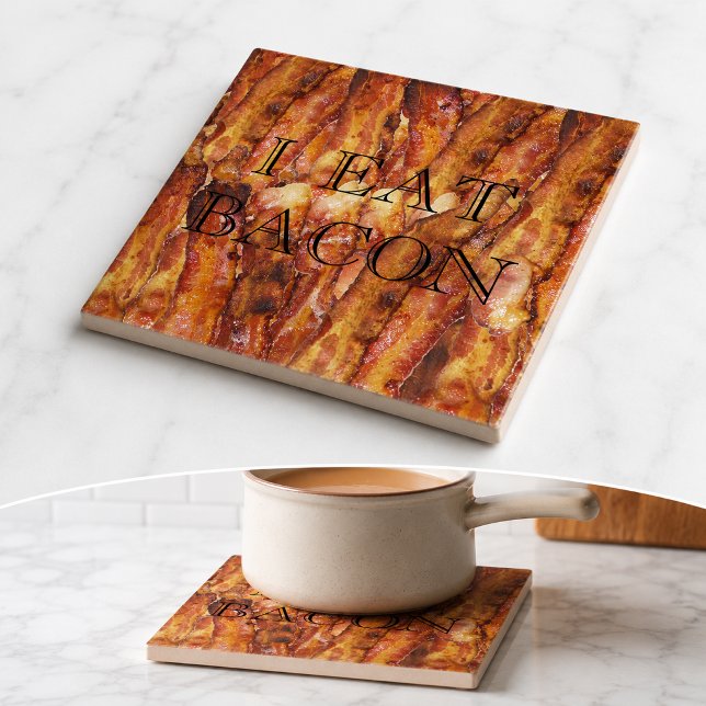 I Eat Bacon Text with Background Tile (I Eat Bacon Text with Background Tile)