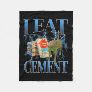 I Eat Cement Cursed Cat Funny Oddly Specific Meme  Fleece Blanket