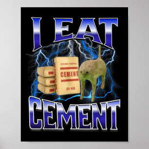 I Eat Cement Funny Cat Meme Internet Memes Funny M Poster