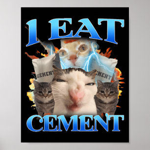 I Eat Cement Funny Cat Meme Men Women Kids Humor  Poster