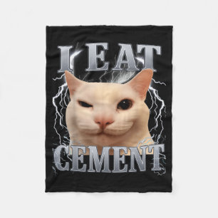 I Eat Cement Silly Cat Meme Funny Men Women Kids G Fleece Blanket