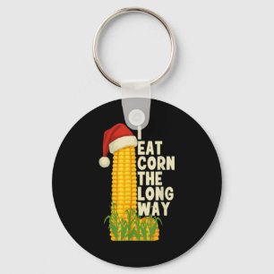 I Eat Corn The Long Way Funny Christmas  Key Ring