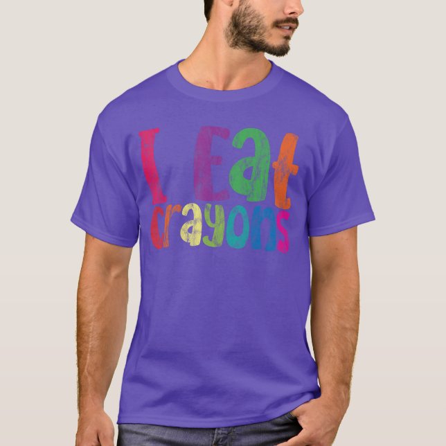I Eat Crayons retro T-Shirt (Front)
