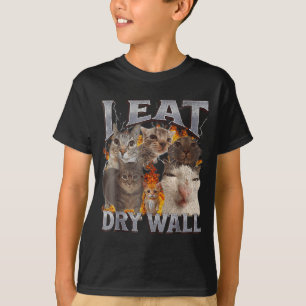 I Eat Drywall Funny Cat Meme Bootleg Graphic T-Shirt