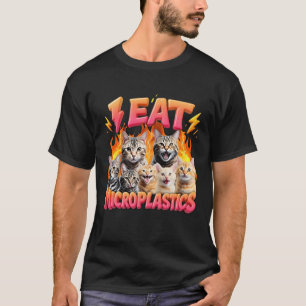 I Eat Microplastics Funny Cat Meme Bootleg Graphic T-Shirt