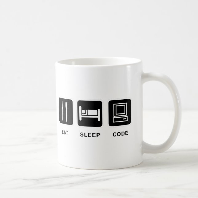 I eat, sleep and code coffee mug (Right)