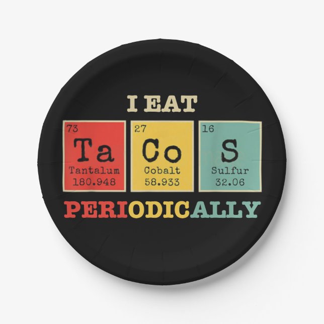 I Eat Tacos Periodically Paper Plate (Front)