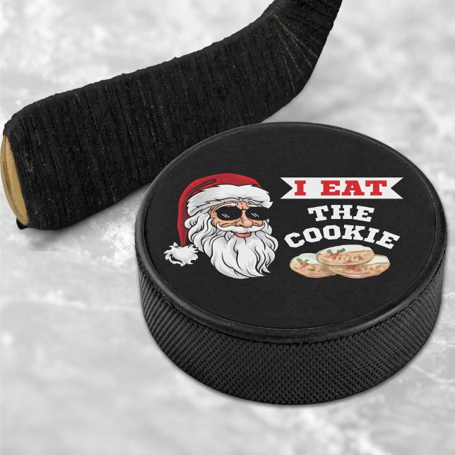I Eat The Cookie Funny Dirty Joke Santa Christmas Hockey Puck (I Eat The Cookie Funny Dirty Joke Santa Christmas Hockey Puck)