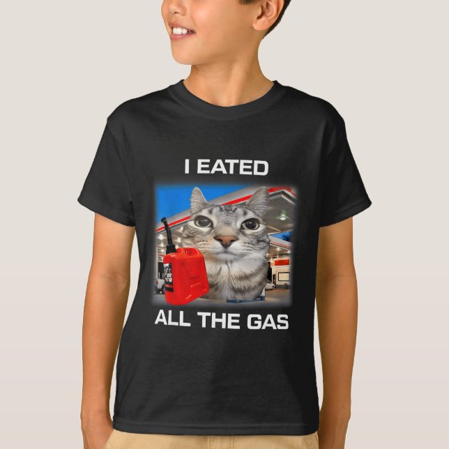 I Eated All The Gas Funny Silly Staring Cat Meme G T-Shirt (Front)