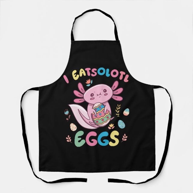I Eatsolotl Eggs Rabbit Axolotl Bunny Easter Apron (Front)