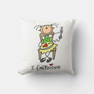 I Embroider Stick Figure Cushion