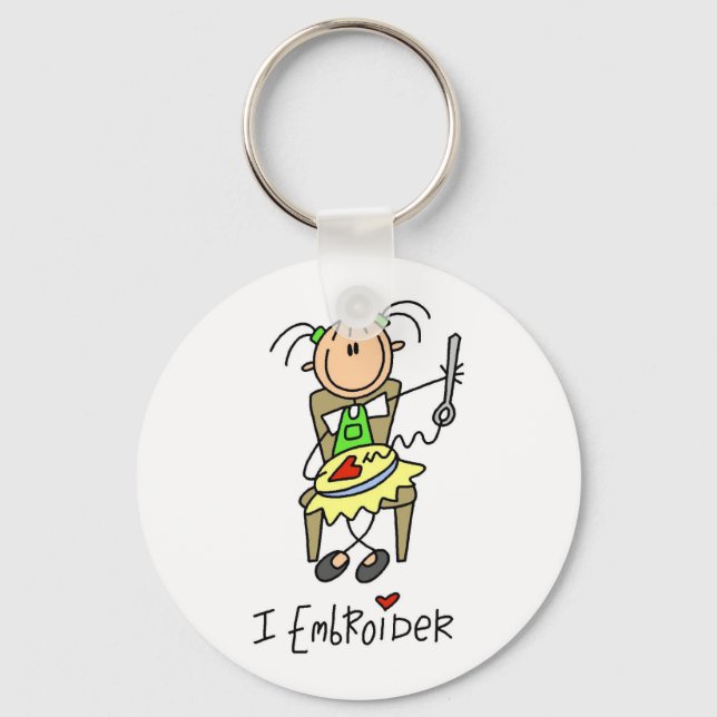 I Embroider Stick Figure Key Ring (Front)