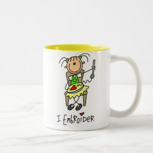 I Embroider Stick Figure Two-Tone Coffee Mug