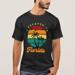 I Escaped To Florida Desantis Palm Trees Seagulls T-Shirt