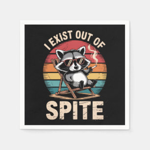 I Exist Out Of Spite Funny Raccoon Vintage Napkin