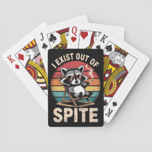 I Exist Out Of Spite Funny Raccoon Vintage Playing Cards