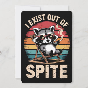 I Exist Out Of Spite Funny Racoon Vintage Invitation
