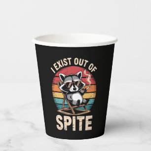 I Exist Out Of Spite Funny Racoon Vintage Paper Cups