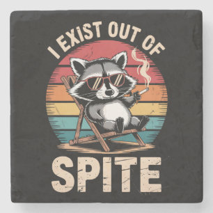 I Exist Out Of Spite Funny Racoon Vintage Stone Coaster