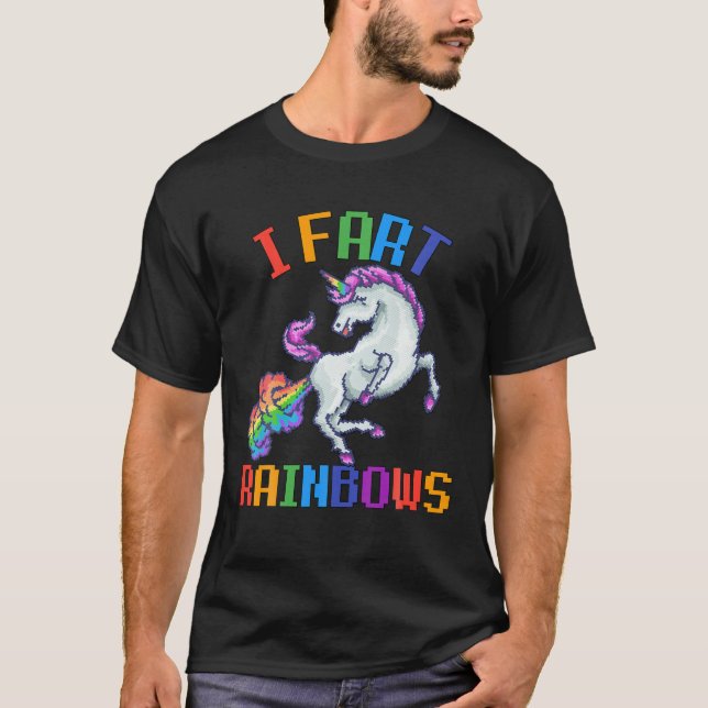 I Fart Rainbows Funny Unicorn Sarcastic Humour Ret T-Shirt (Front)
