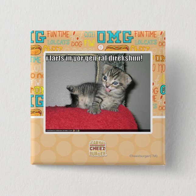 I farts in yor gen'ral direkshun 15 cm square badge (Front)