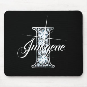 I Faux Diamond Bling Monogram Mouse Pad