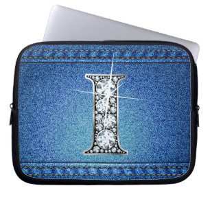 I Faux "Diamond" Denim Stitching Electronics Bag