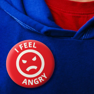 I Feel Angry Red Emoji Face Emotion 6 Cm Round Badge