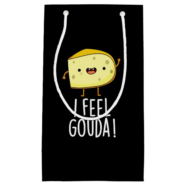 I Feel Gouda Funny Cheese Pun Dark BG Small Gift Bag (Front)