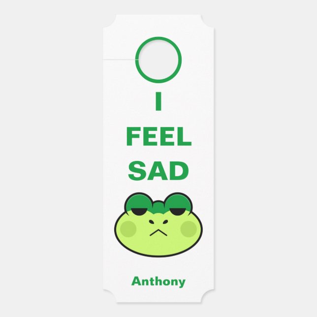 I Feel Sad Happy Feelings Name Typography Door Hanger (Front)