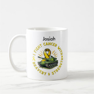 "I FIGHT CANCER WITH BRAVERY & STRENGTH MUG" COFFEE MUG