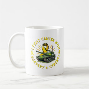 "I FIGHT CANCER WITH BRAVERY & STRENGTH MUG" COFFEE MUG