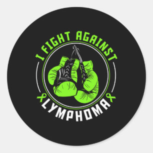 I Fight Lymphoma Awareness Support Boxing Gloves Classic Round Sticker