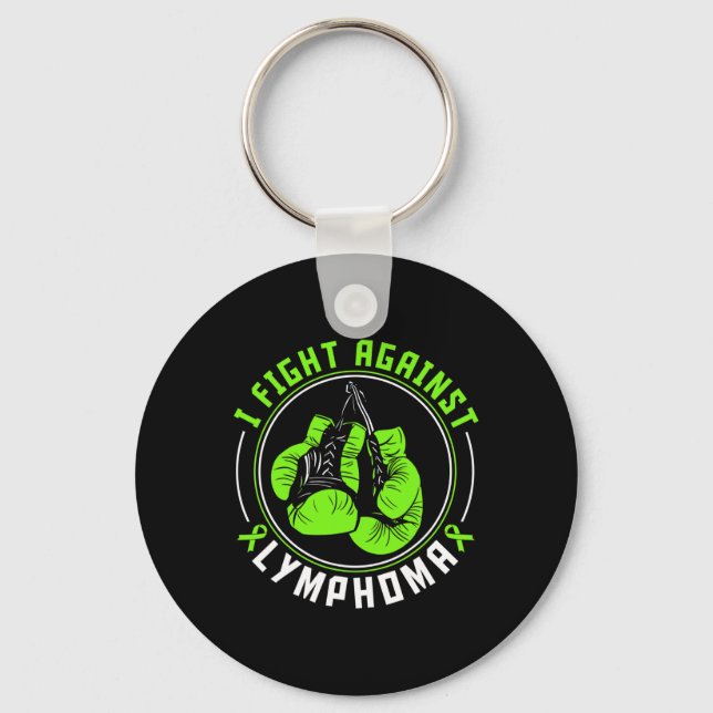 I Fight Lymphoma Awareness Support Boxing Gloves  Key Ring (Front)