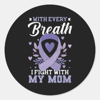 I Fight With Mum Stomach Cancer Awareness Month Classic Round Sticker