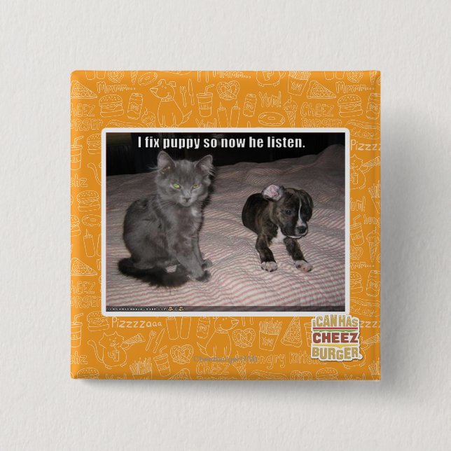 I fix puppy 15 cm square badge (Front)