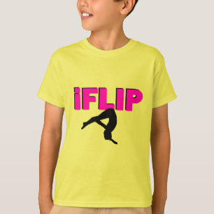 I Flip tumbling Striped Sleeve V-Neck T-Shirt