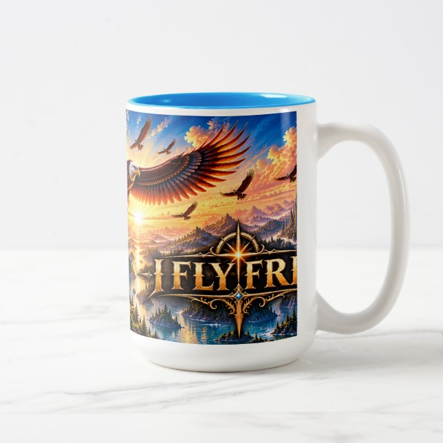 I Fly Free Epic Fantasy Eagle Mug (Right)
