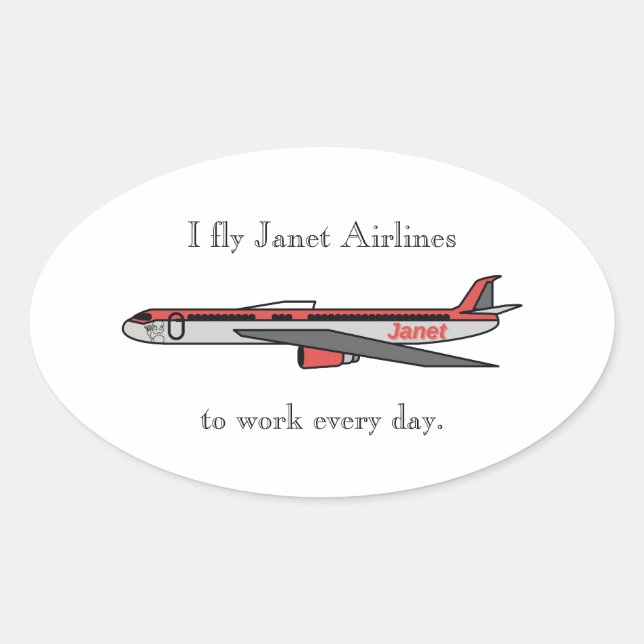 I fly Janet Airlines Oval Sticker (Front)