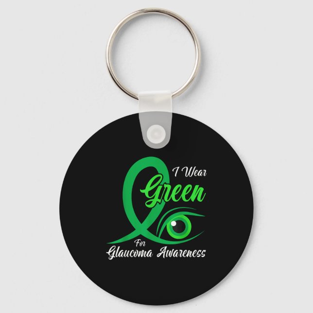 I For Green Glaucoma Awareness Month Optometrist Key Ring (Front)
