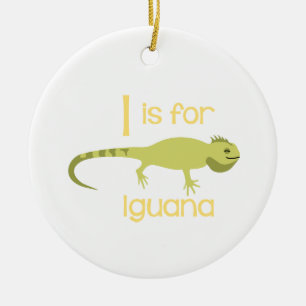 I for Iguana Ceramic Tree Decoration