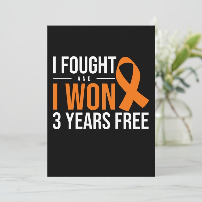 I Fought And I Won Cancer Survivor Orange Ribbon Invitation (Standing Front)