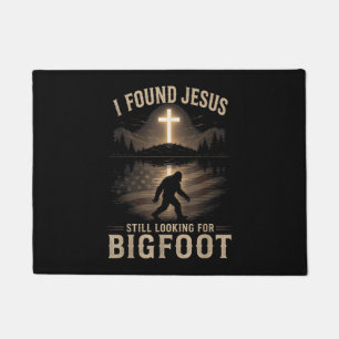 I Found Jesus Still Looking Bigfoot Funny Faith Doormat