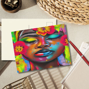 I Found My Peace Abstract Black Woman Portrait Postcard