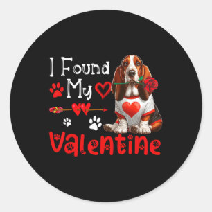 I Found My Valentine Bybet Hound With Flower Cute Classic Round Sticker