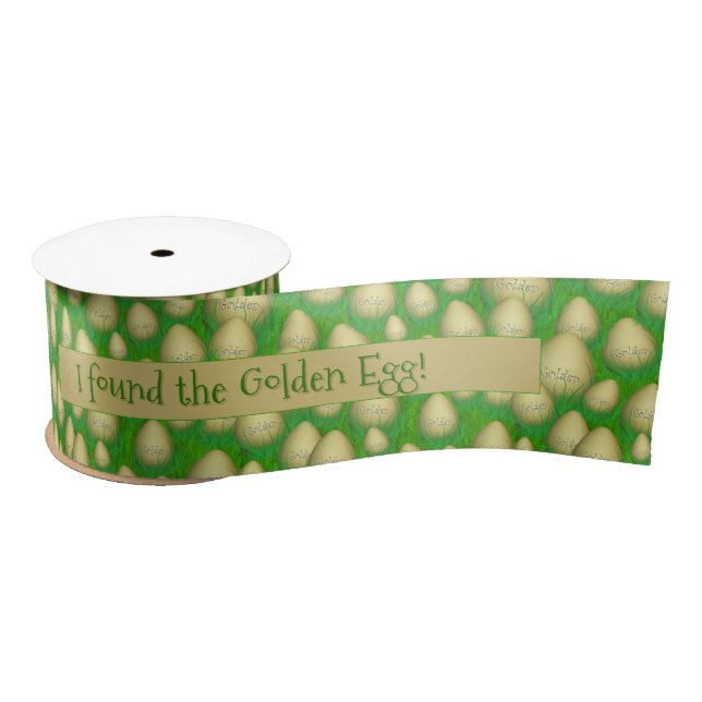 I Found the Golden Easter Egg Random Pattern Satin Ribbon (Spool)