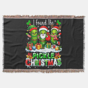 I Found The Pickle Xmas Three Santa Throw Blanket